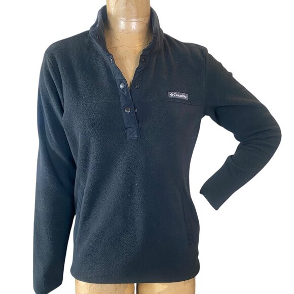 Columbia Benton Springs Half Snap Pullover Fleece Top Women's Sz S Black#67R - Picture 2 of 10